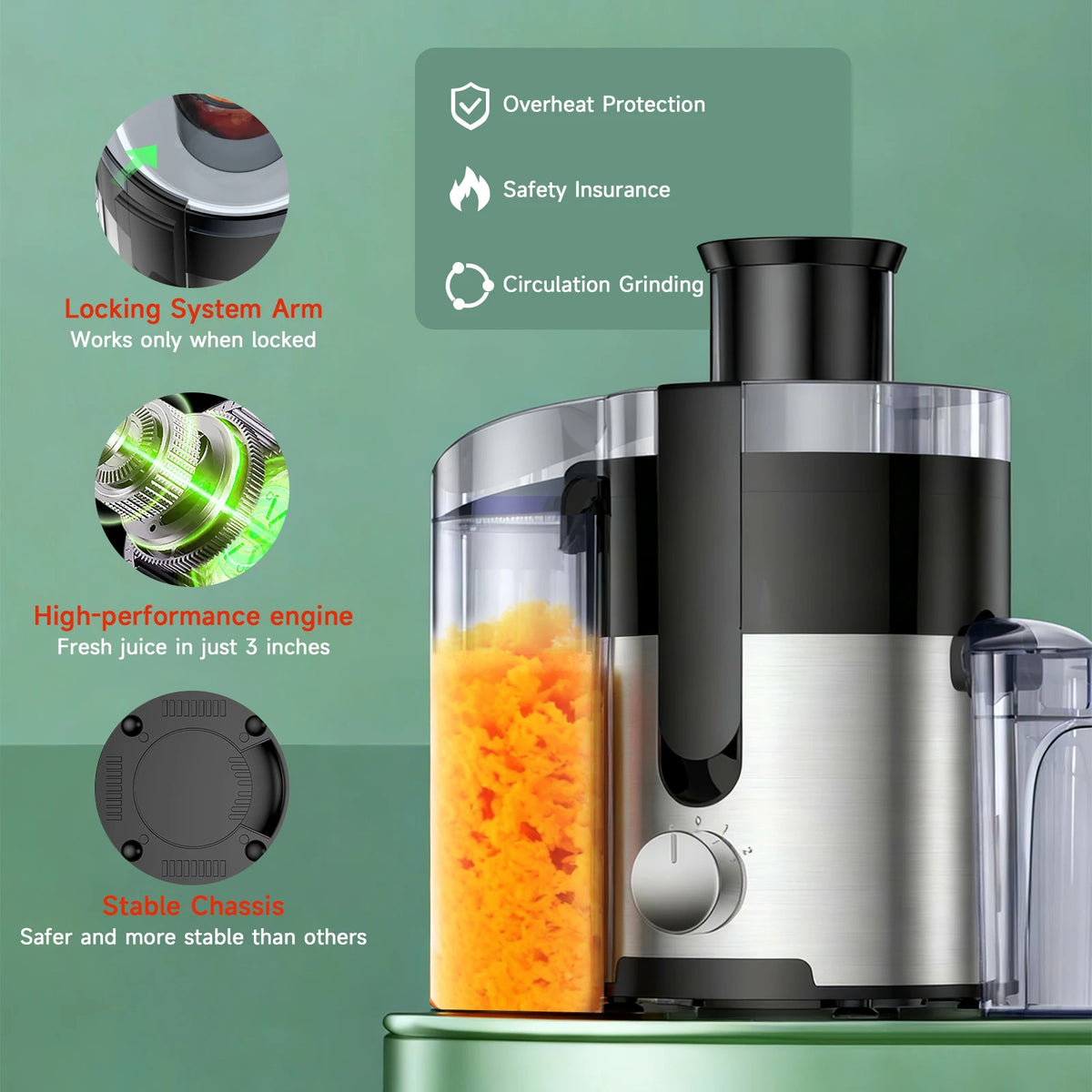 High Speed Juicer Machine With Wide Mouth And Pulp Ejection