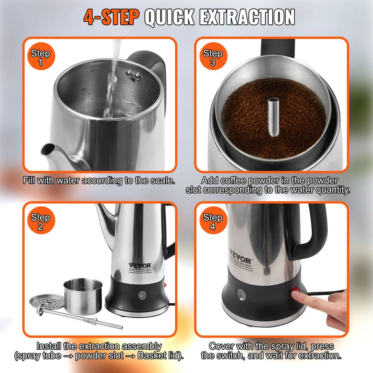 SucceBuy Electric Stainless Steel Coffee Percolator