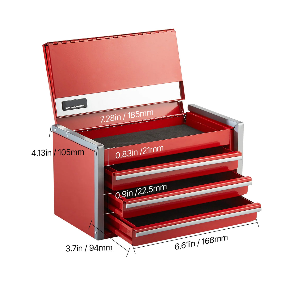SucceBuy Portable Metal Tool Chest With Three Drawers