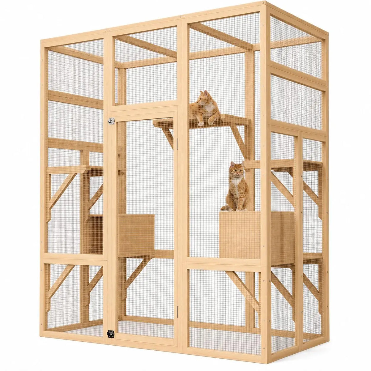 HiMISS Wooden Outdoor Cat Enclosure With Platforms