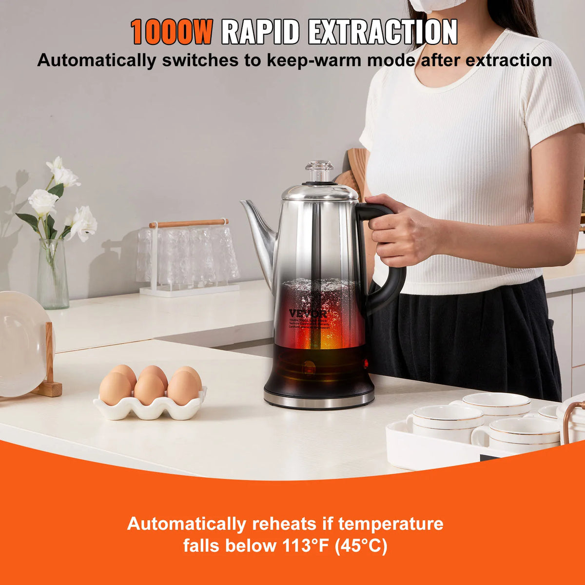 SucceBuy Electric Stainless Steel Coffee Percolator
