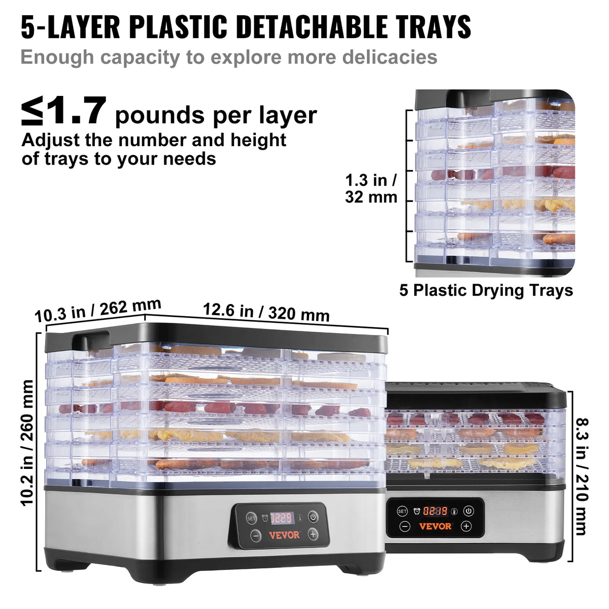 VEVOR Food Dehydrator With Adjustable Timer
