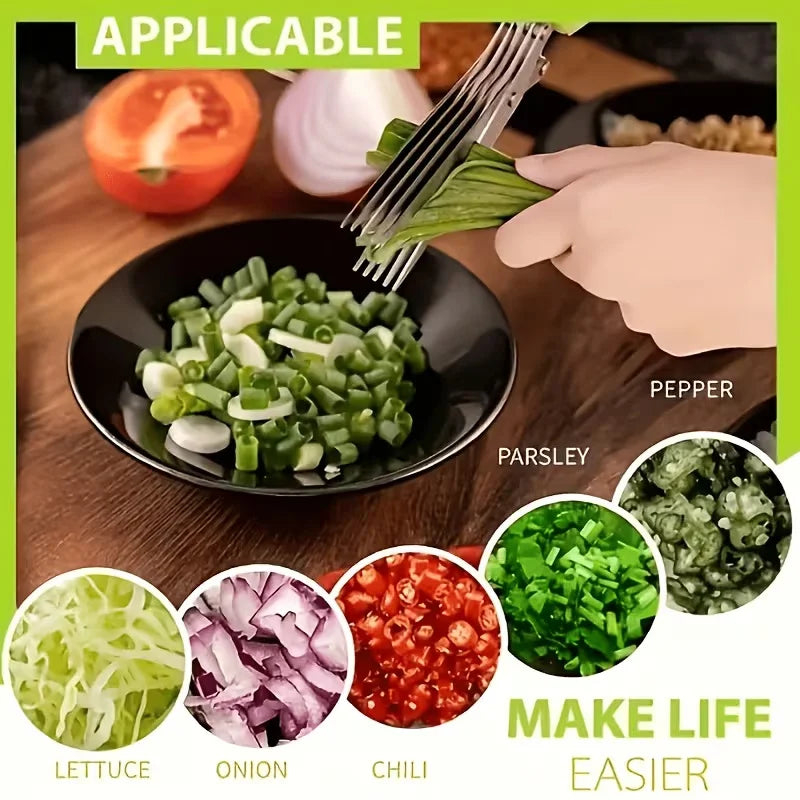Multi Layer Kitchen Scissors Stainless Steel Herb Cutter