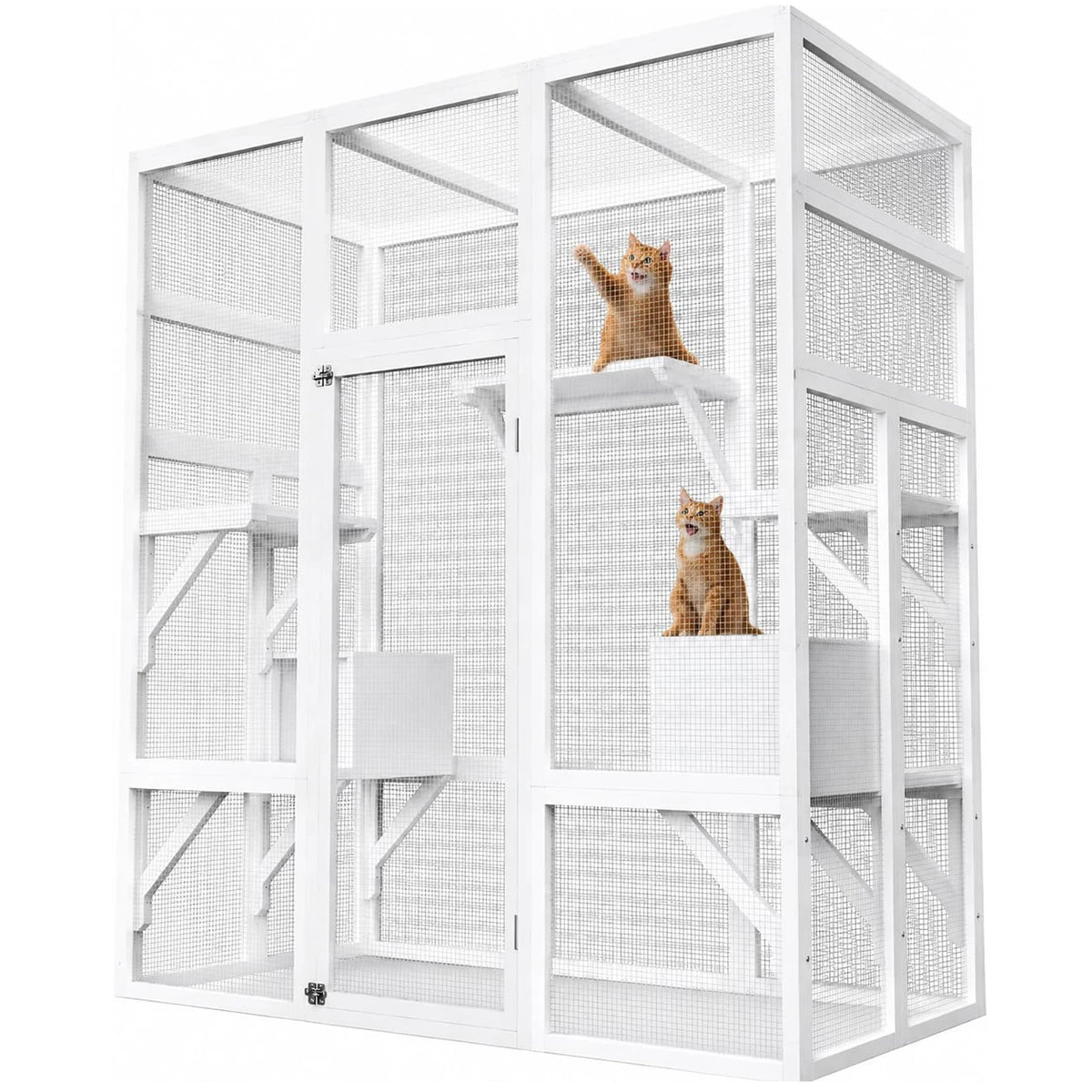 HiMISS Wooden Outdoor Cat Enclosure With Platforms