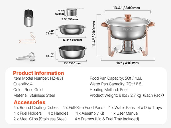 SucceBuy Stainless Steel Chafing Dish Buffet Set