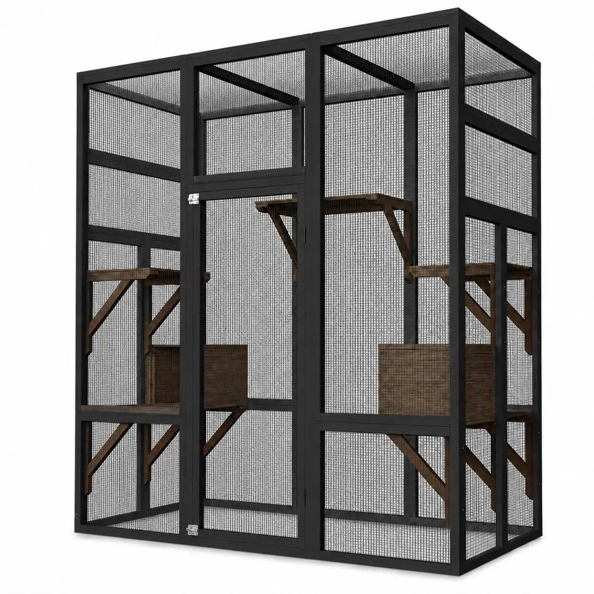 HiMISS Wooden Outdoor Cat Enclosure With Platforms
