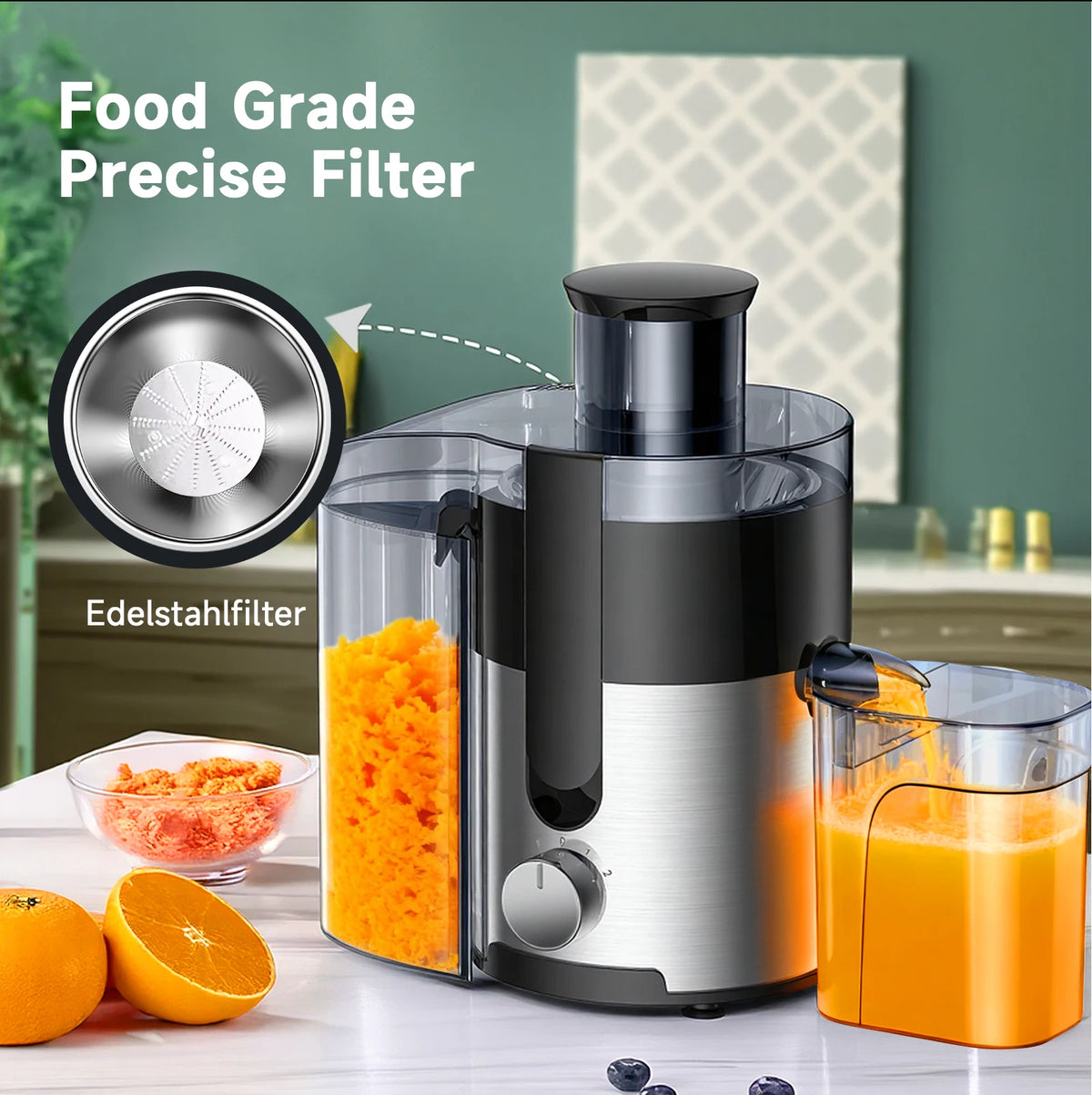 High Speed Juicer Machine With Wide Mouth And Pulp Ejection