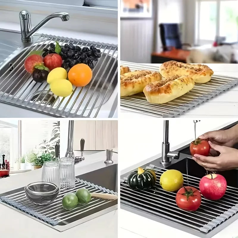 Stainless Steel Over Sink Dish Drying Rack Storage