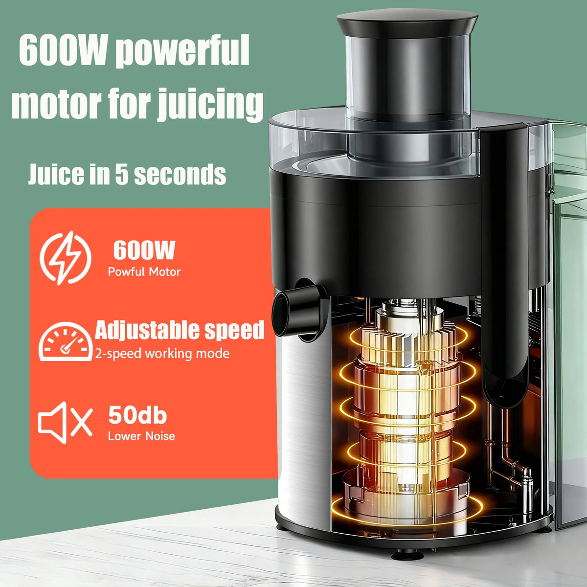 High Speed Juicer Machine With Wide Mouth And Pulp Ejection