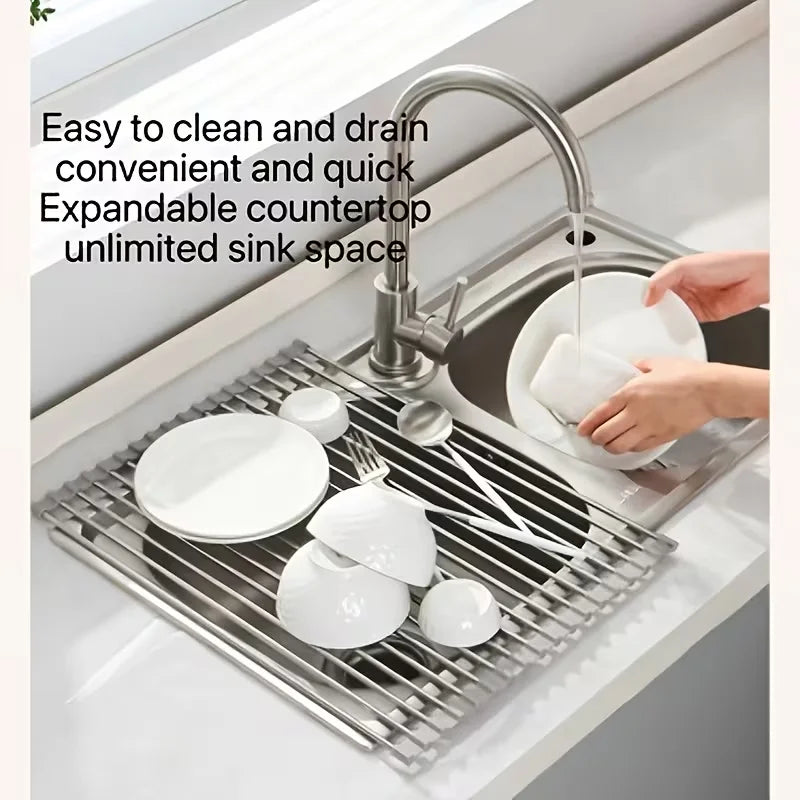 Stainless Steel Over Sink Dish Drying Rack Storage