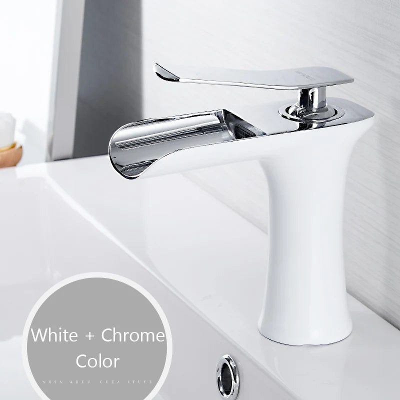 Brass Waterfall Bathroom Faucet Single Handle Tap