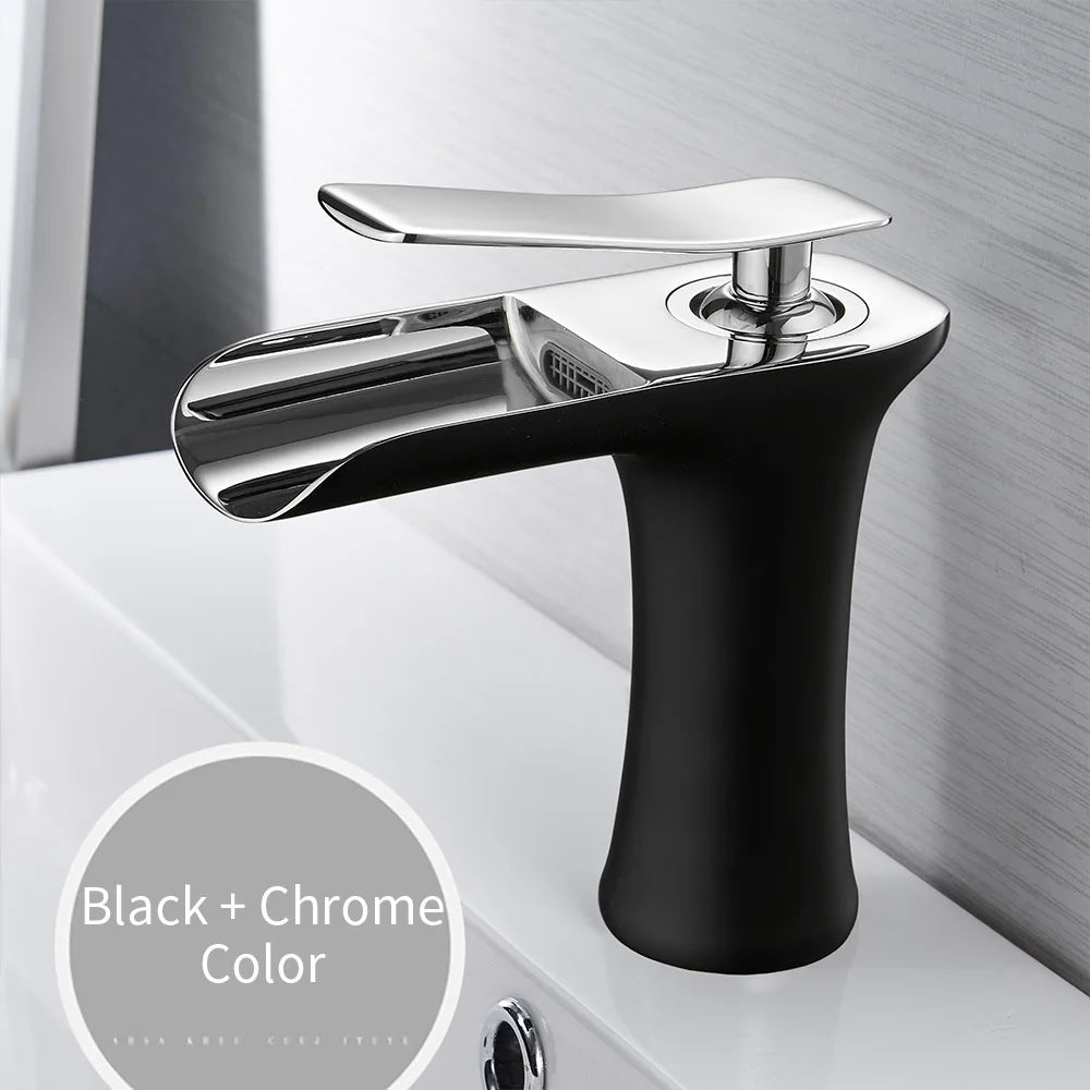 Brass Waterfall Bathroom Faucet Single Handle Tap