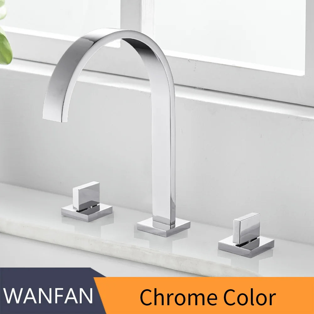 Brass Deck Mounted Basin Faucet With Double Handles