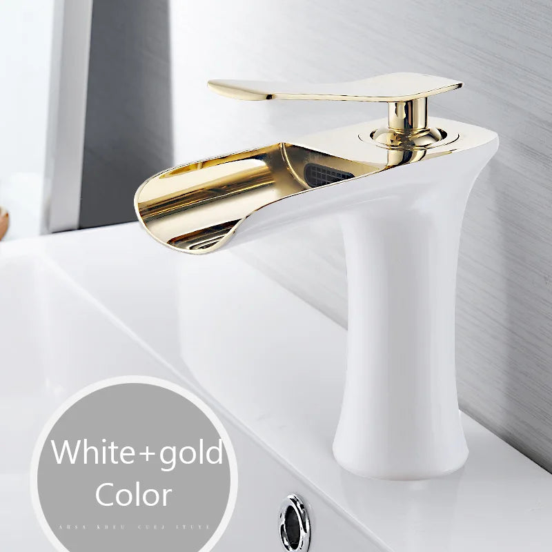 Brass Waterfall Bathroom Faucet Single Handle Tap