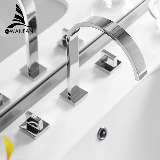 Brass Deck Mounted Basin Faucet With Double Handles