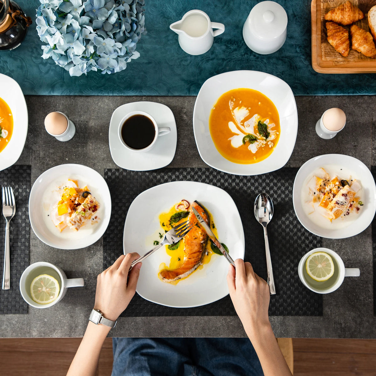 Malacasa Porcelain Dinner Set With Bowls And Plates