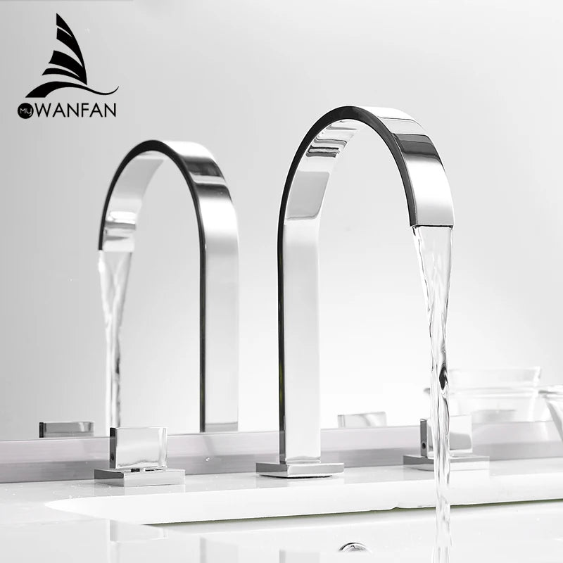 Brass Deck Mounted Basin Faucet With Double Handles