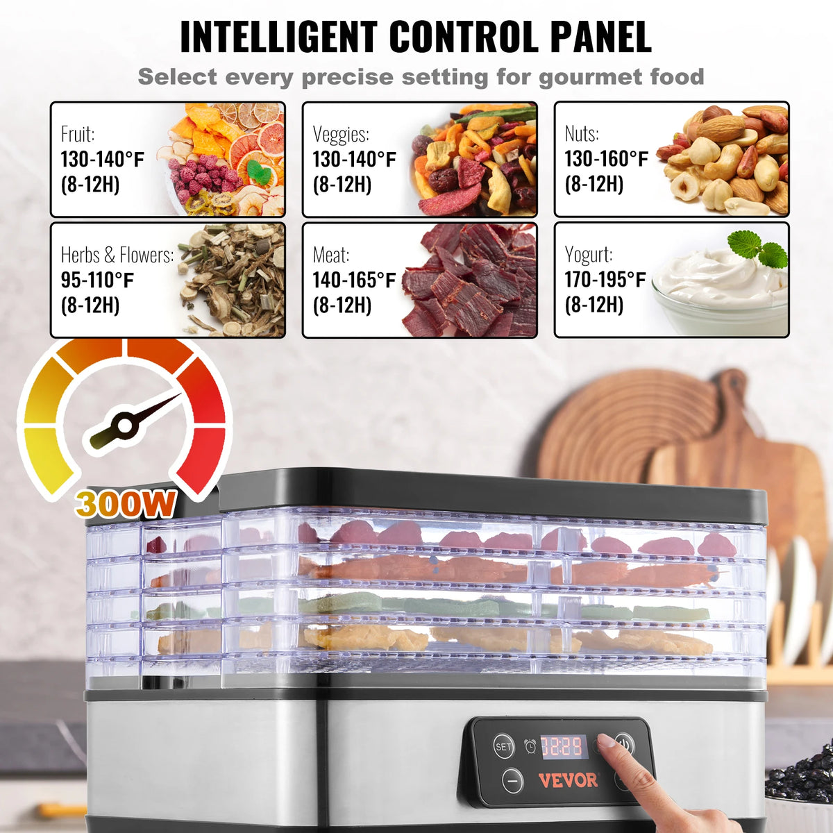 VEVOR Food Dehydrator With Adjustable Timer