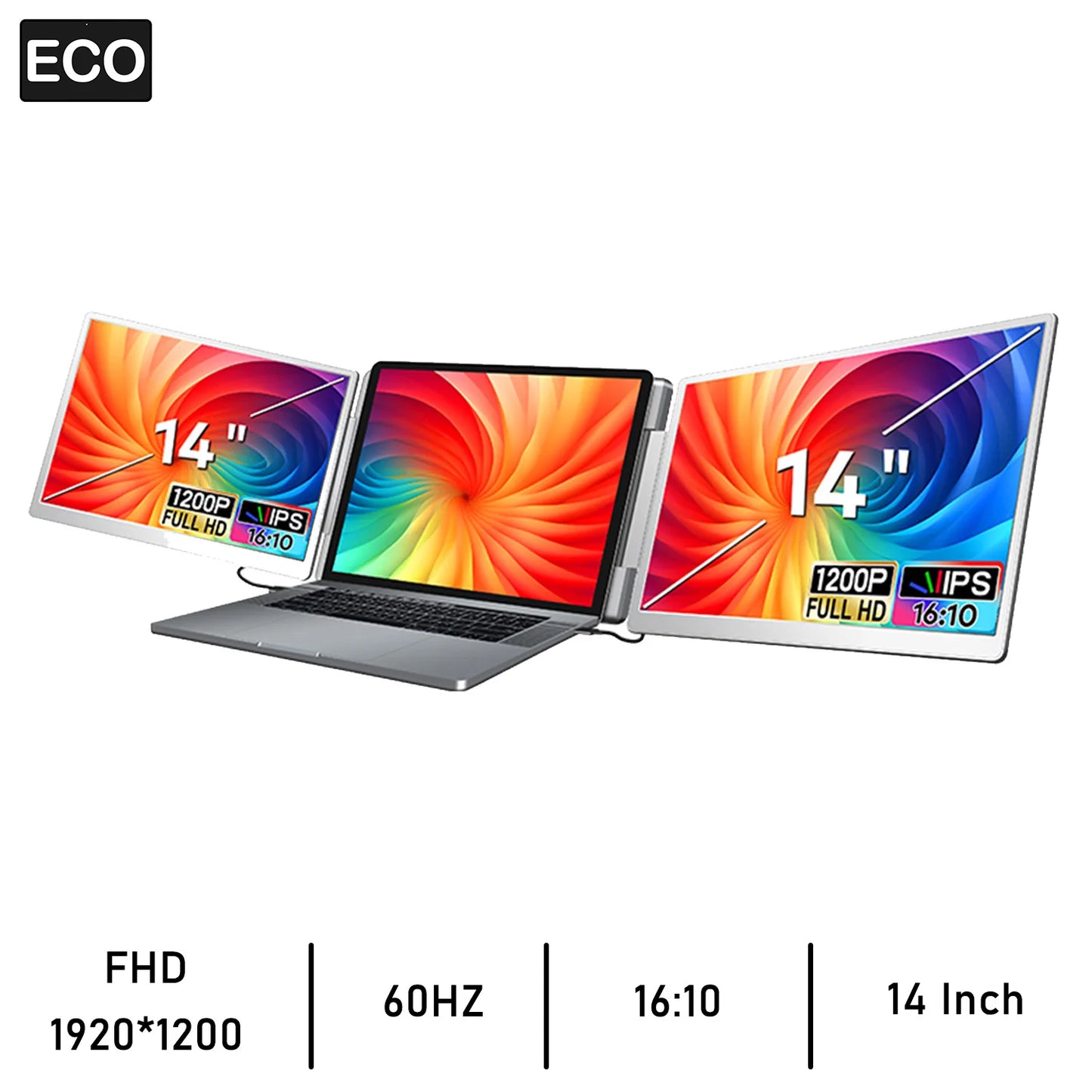 Ecooper Portable Monitor FHD IPS Screen For Gaming
