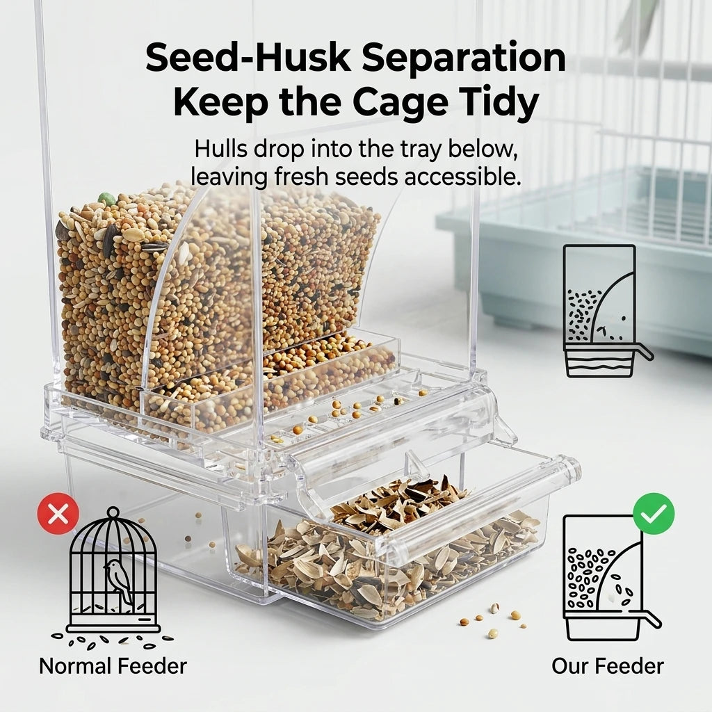 Clear Acrylic Spill Resistant Bird Cage Feeder