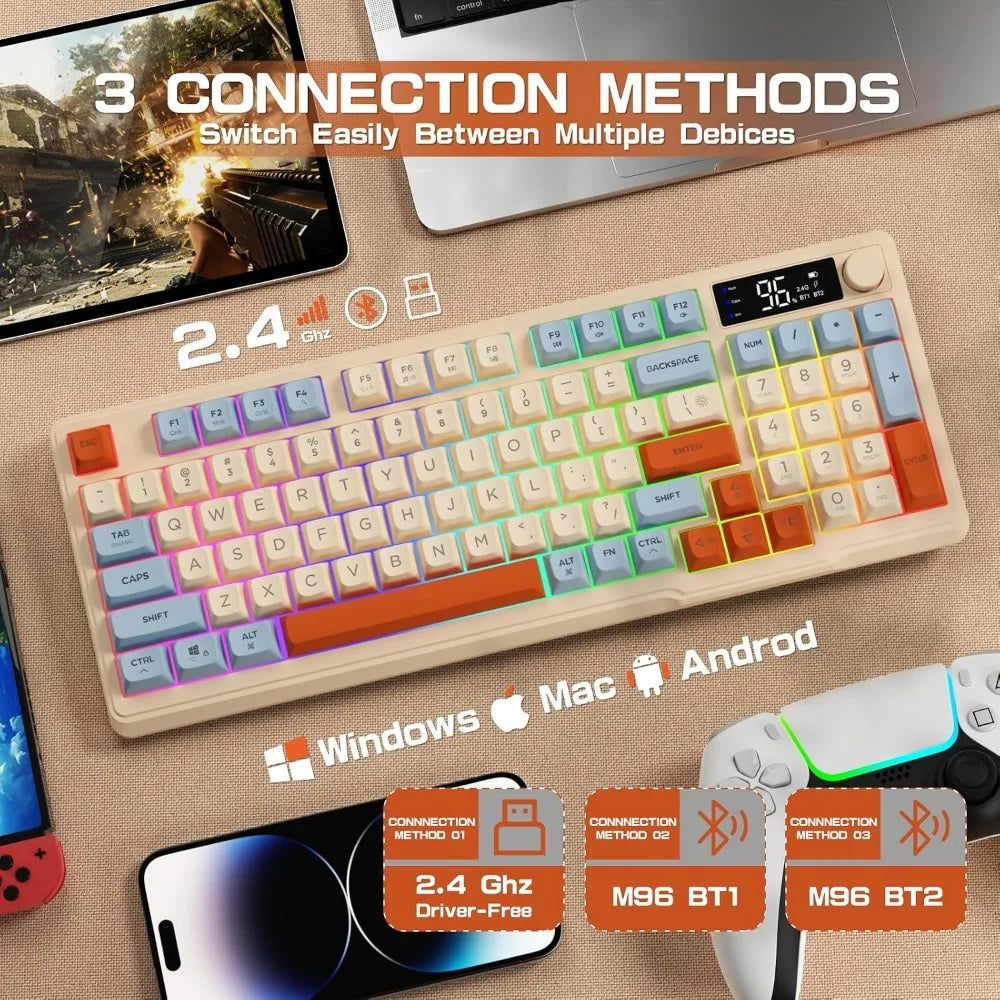 Wireless Gaming Keyboard With Knob And RGB Backlight