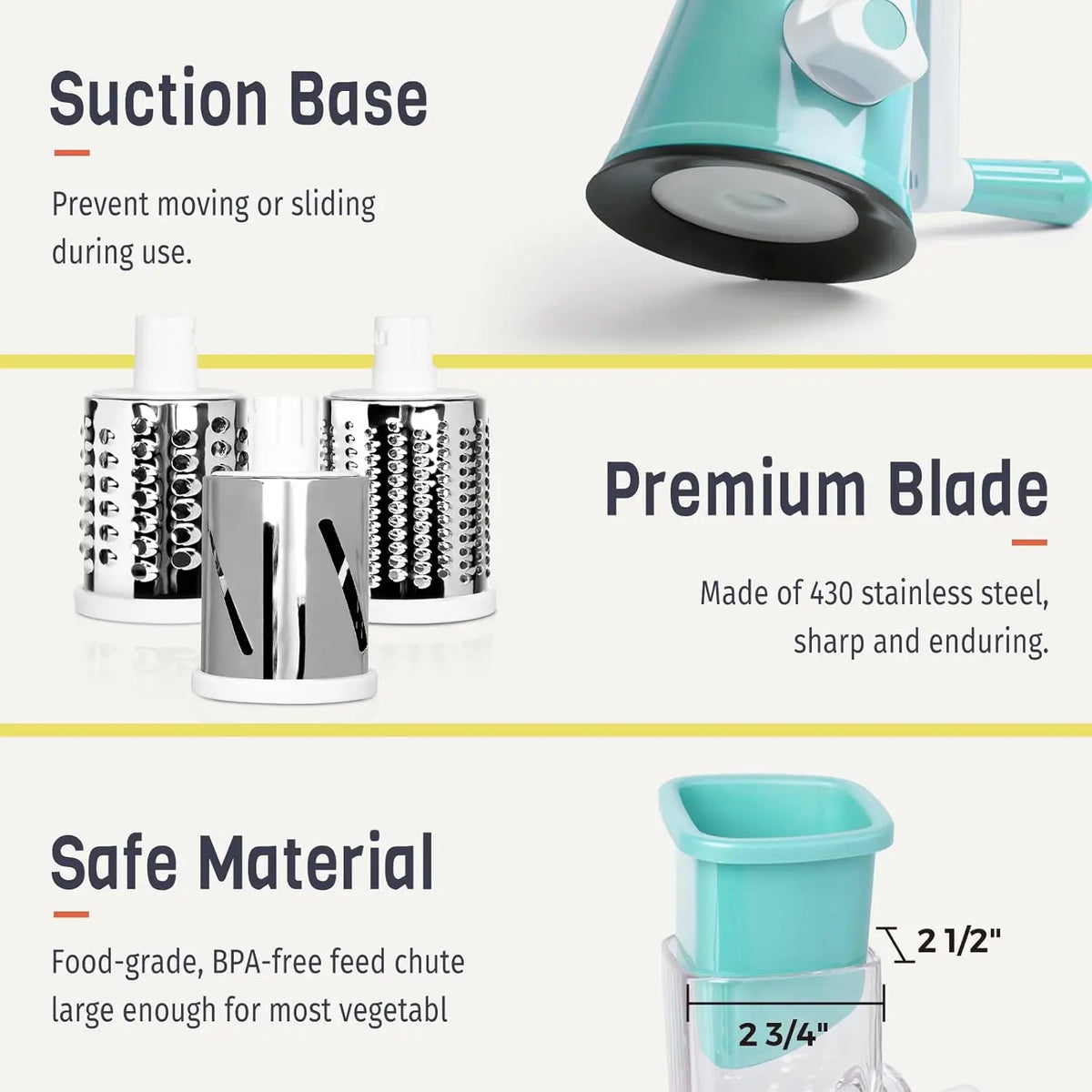 Multi Drum Hand Crank Rotary Vegetable Cutter