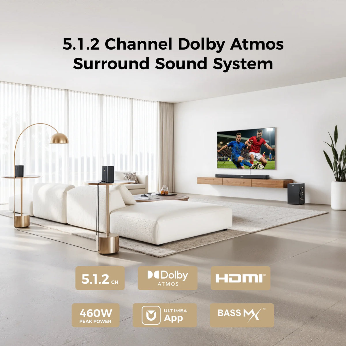 Ultimea 5.1.2 Channel Dolby Atmos TV Soundbar System