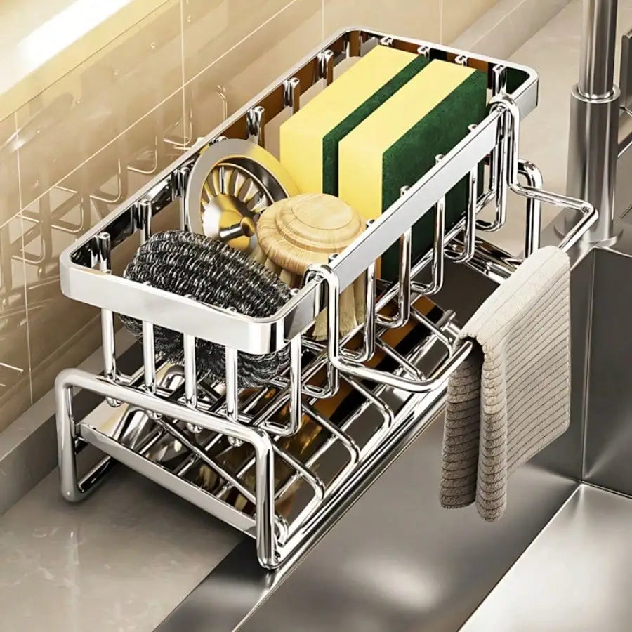 Stainless Steel Kitchen Sink Organizer With Drain Tray