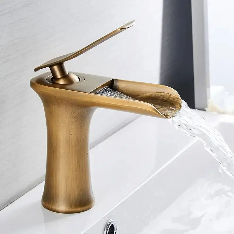 Brass Waterfall Bathroom Faucet Single Handle Tap