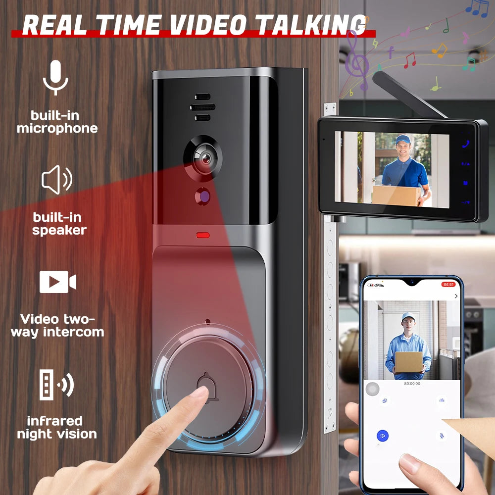 Wireless Video Doorbell With Two Way Audio And Intercom