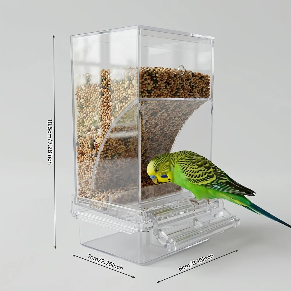 Clear Acrylic Spill Resistant Bird Cage Feeder