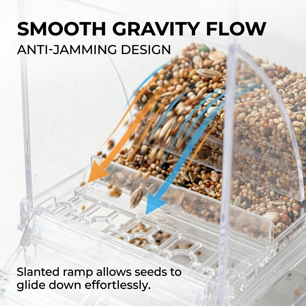 Clear Acrylic Spill Resistant Bird Cage Feeder