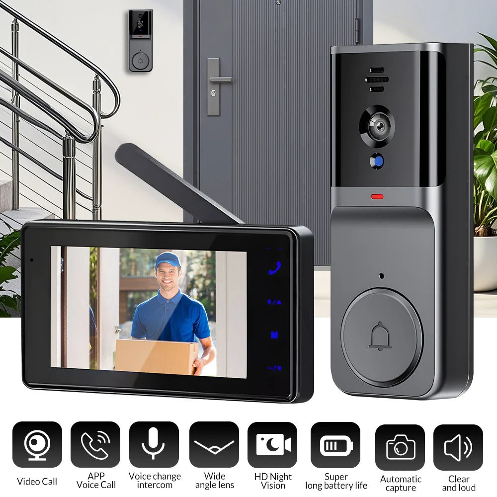 Wireless Video Doorbell With Two Way Audio And Intercom