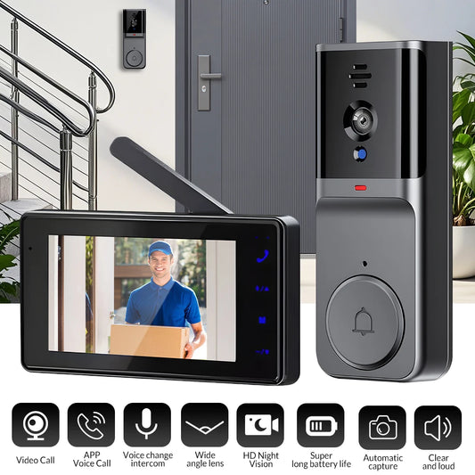 Wireless Video Doorbell With Two Way Audio And Intercom