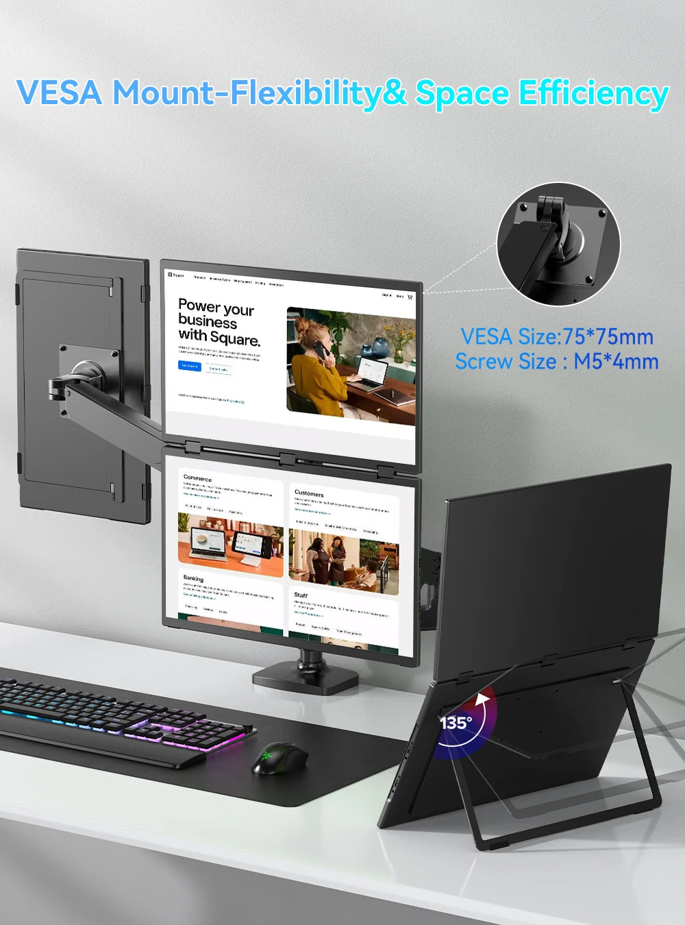 Uperfect Portable Foldable Triple Screen Monitor