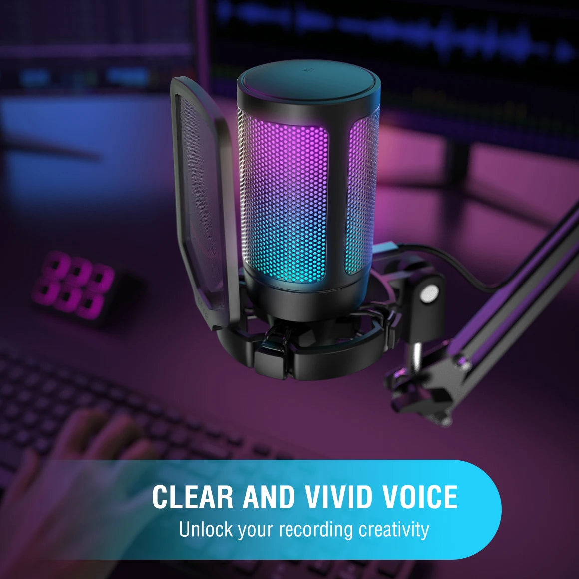 FIFINE AmpliGame USB Gaming Microphone with Pop Filter
