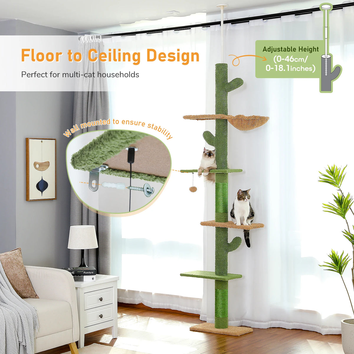Pawz Road Cactus Cat Tree With Scratching Post And Hammock