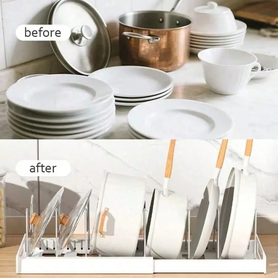Stainless Steel Pull Out Pot Lid Organizer Rack