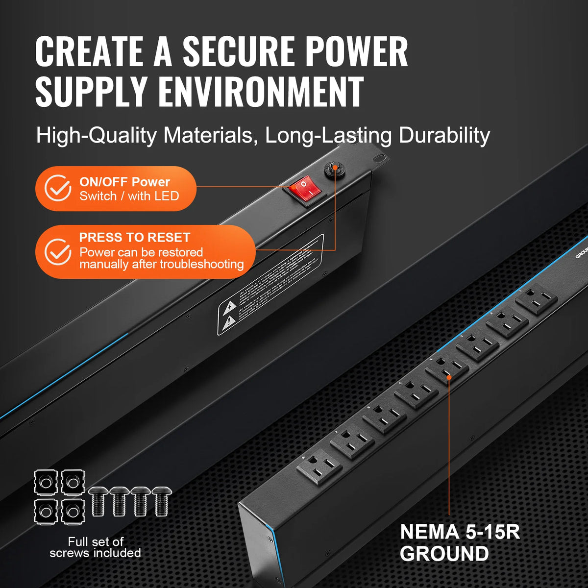 SucceBuy Rack Mount PDU Power Strip For Servers