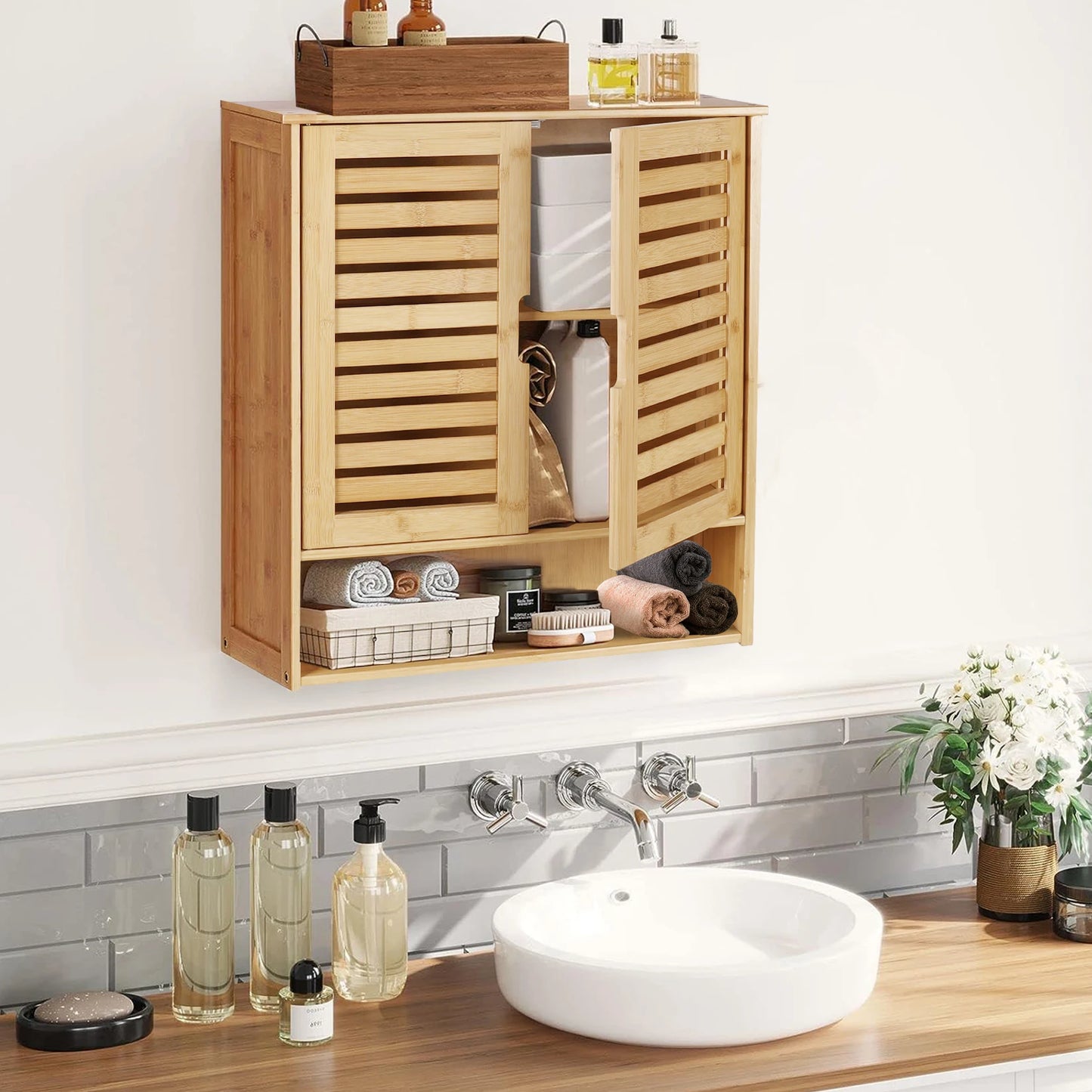 Wisfor Bamboo Wall Mounted Bathroom Cabinet
