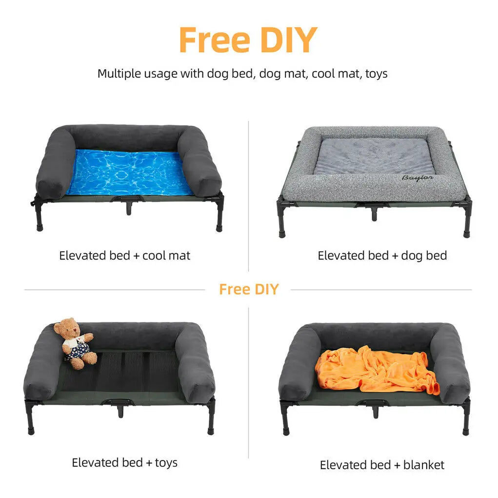 Bingopaw Cooling Elevated Pet Bed With Plush Bolster