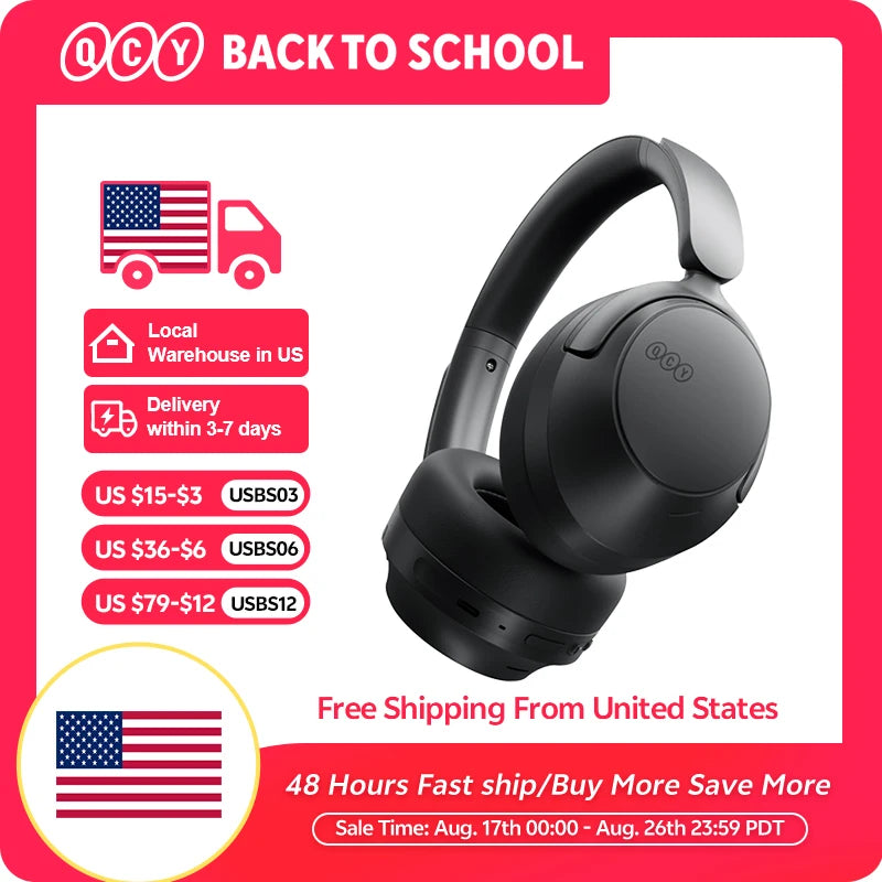QCY H3S Wireless Headphones With Adaptive Noise Cancellation