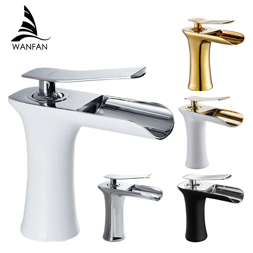 Brass Waterfall Bathroom Faucet Single Handle Tap