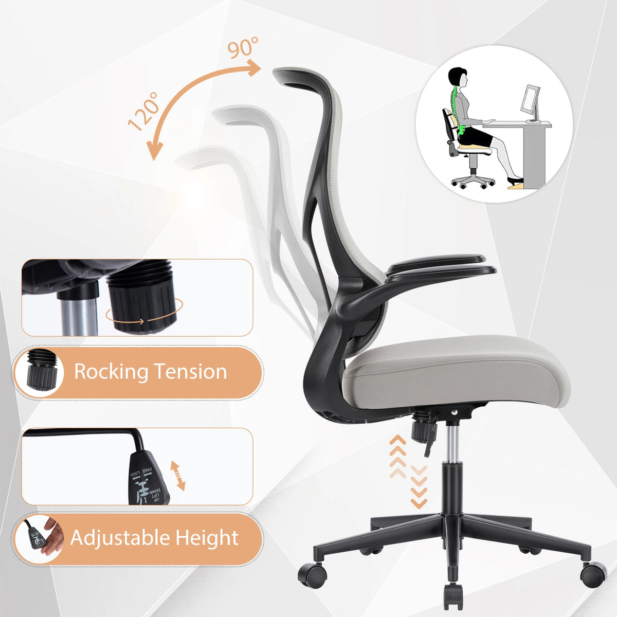 JHK Ergonomic Mesh Office Chair With Lumbar Support