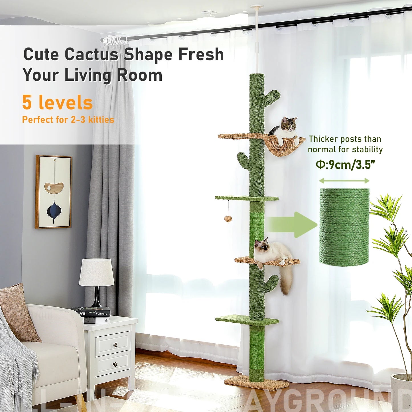 Pawz Road Cactus Cat Tree With Scratching Post And Hammock