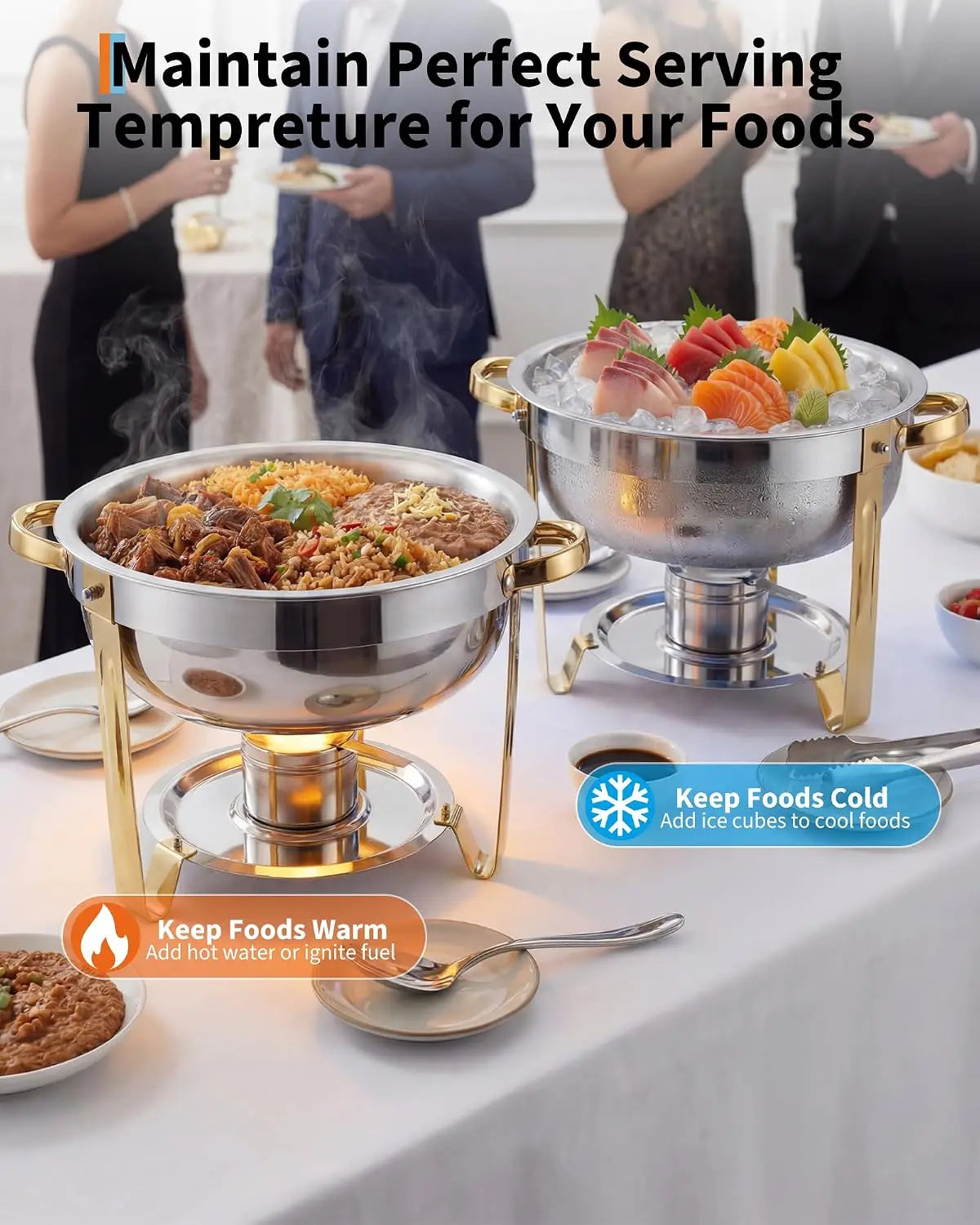 Tacleekii Stainless Steel Chafing Dishes Food Warmer Set