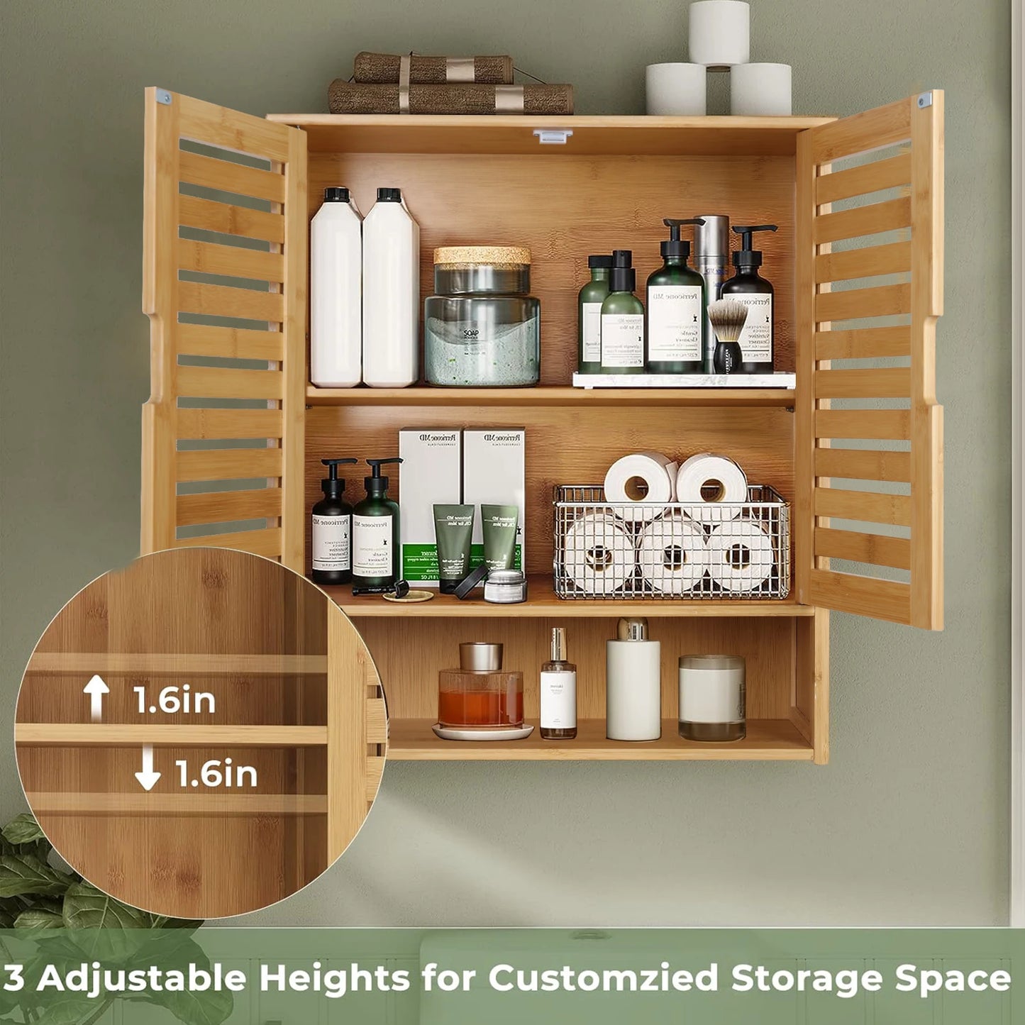 Wisfor Bamboo Wall Mounted Bathroom Cabinet