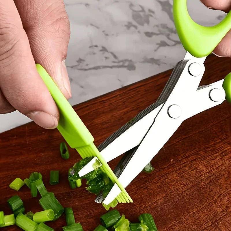 Multi Layer Kitchen Scissors Stainless Steel Herb Cutter