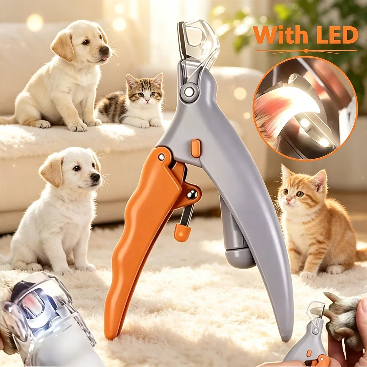 LED Pet Nail Clipper With 5X Magnification