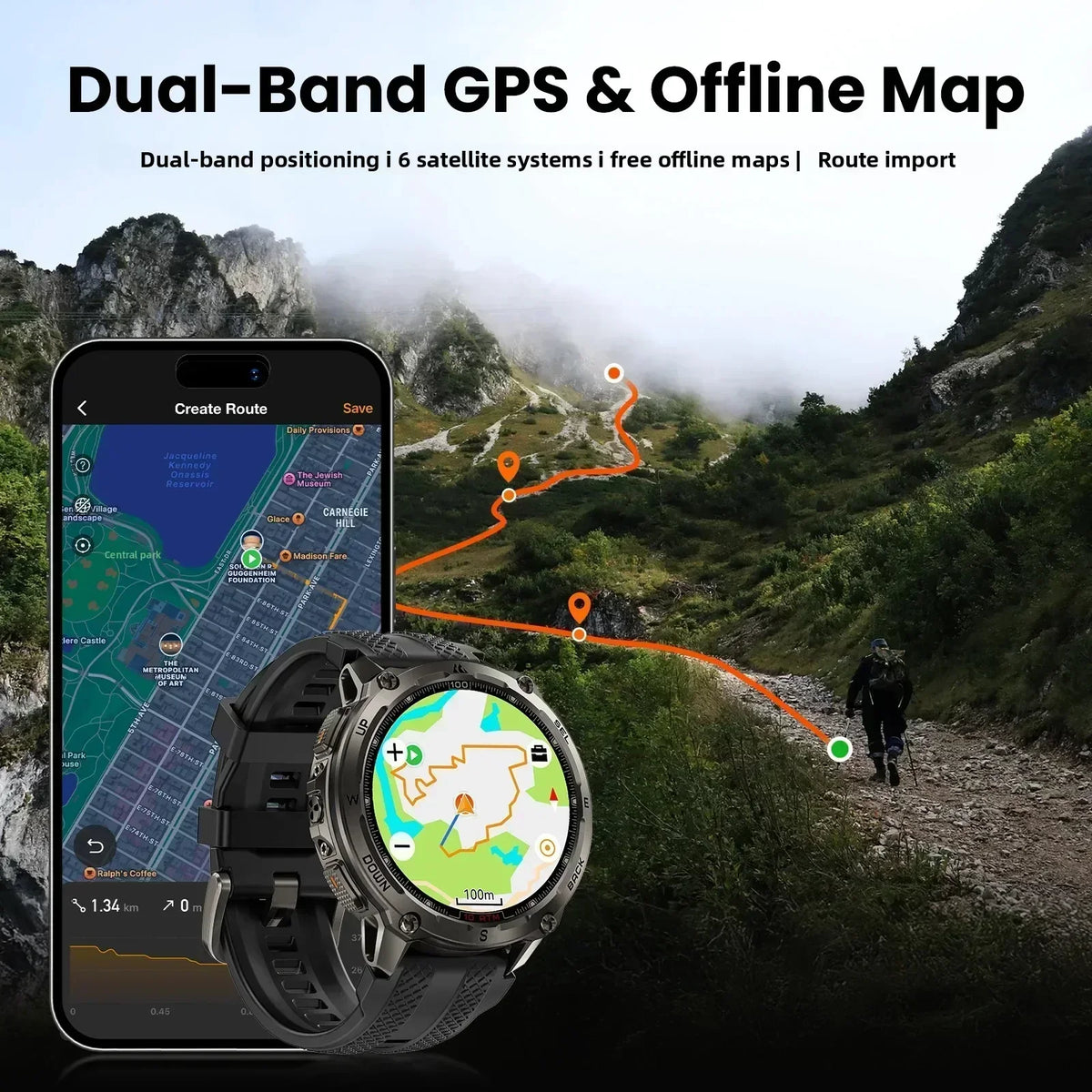 KOSPET Tank T4 Rugged GPS Smart Watch